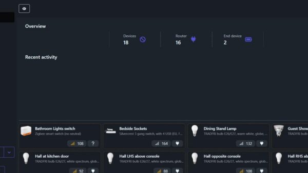 Zigbee2MQTT frontend home page with device overview and the Permit join button