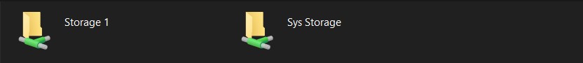 Windows File Explorer showing two SMB shares from GEAK OS named Storage 1 and Sys Storage